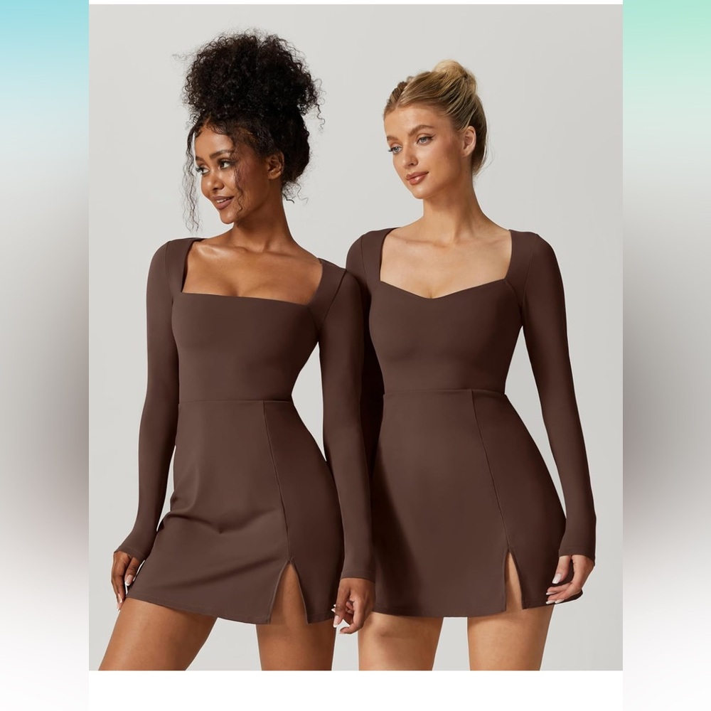 Women's Sweettheart Neckline Long Sleeve Dress With Side Slit - Size Small - Picture 3 of 8